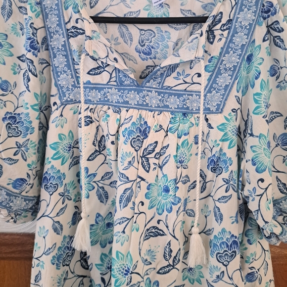 Old Navy Boho Blue Floral Dress - Small - Picture 6 of 8